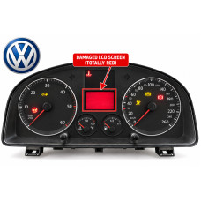 SERVICIO DE REPARACIÓN DE PANTALLA LCD DEL VELOCÍMETRO PARA VOLKSWAGEN VW CADDY CON PANTALLA LCD PEQUEÑA - 1T0920864A / 1K0920861M / 1K0920863B / VDO 92290206 - SEPDISP10
