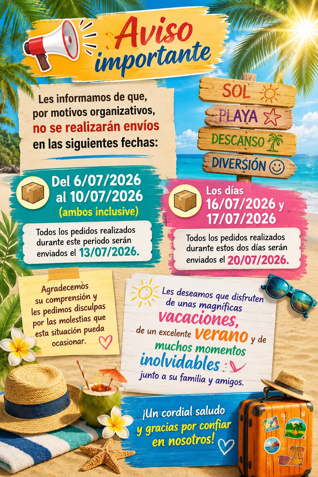 Aviso de vacaciones